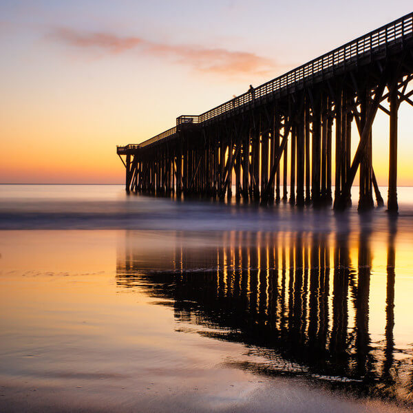 San Simeon Pier at sunset and low tide
