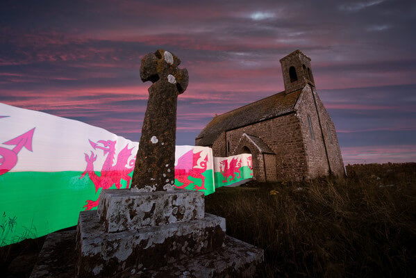The chapel at dusk, featuring a Pixelstick for lightpainting.