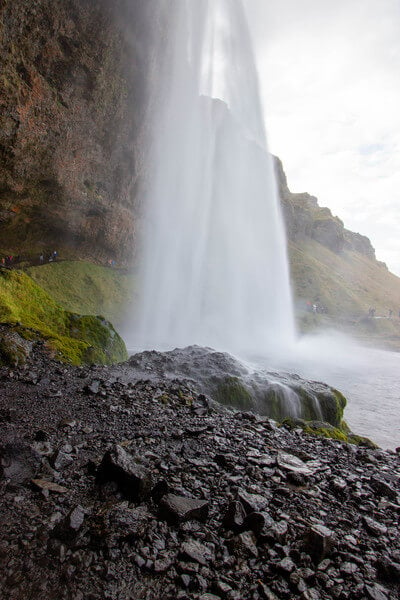 Seljalandsfoss waterfall from the path that runs behind the waterfall