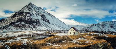 Iceland images - Stapafell and the little white house at Arnarstapi