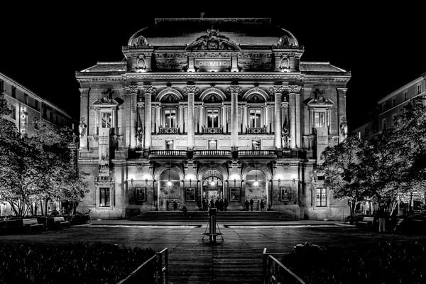 Celestins Theater at Lyon by night. 
It is an Italian theater and it is one of the only theaters in France, with the "Comédie-Française" and the "Odéon" theater (at Paris), to celebrate more than 200 years of dramatic art