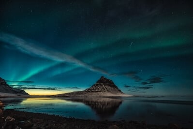 The northern lights appear just after sunset