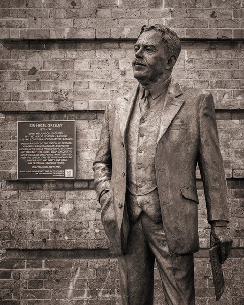 A statue of railway engineer Sir Nigel Gresley