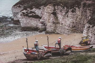 Traditional fishing boats at North Landing beach