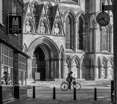 The doors to York Minster from a side street