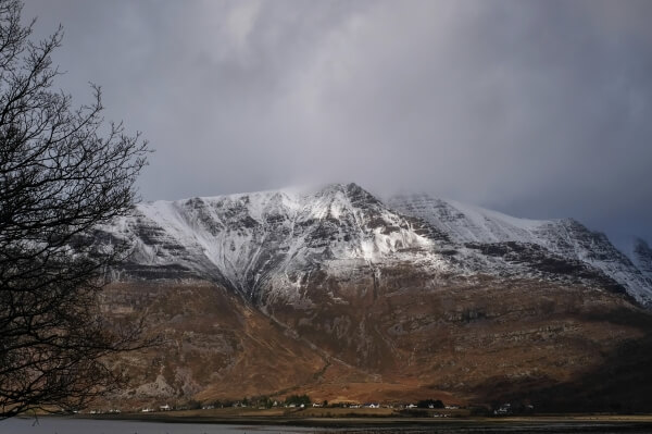 From the garden of The Torridon hotel & pub you have amazing views back to Torridon village and the amazing background