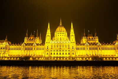 images of Budapest - Hungarian Parliament at Night (River Cruise)