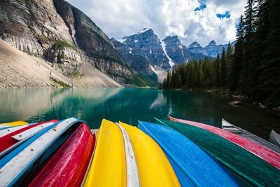 Moraine Lake and Canoes