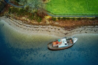 The Old Boat of Corpach from above