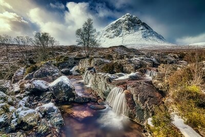 Buachaille Etive Mor and the Etive Mor Waterfall