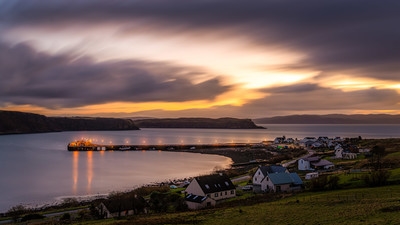The blue hour capture of the Uig ferry terminal from the North Uig viewpoint. 