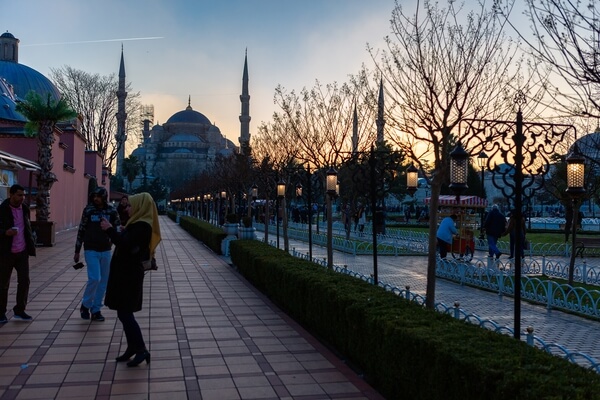 The Blue mosque photographed from the sunset and blue hour spot