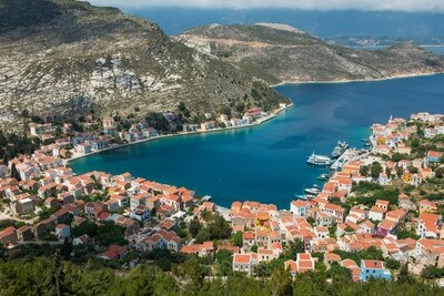 Elevated view of Kastellorizo & harbour