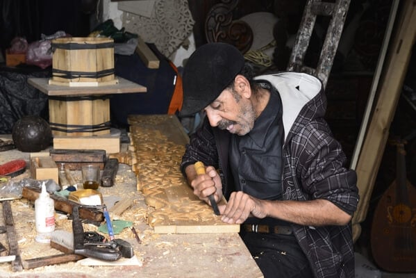 Local artisan wood carving