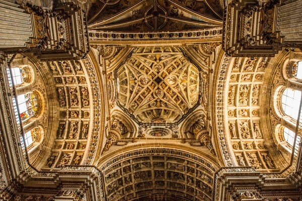The ornate ceiling