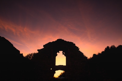 Silhouette of Capel Mair at sunset