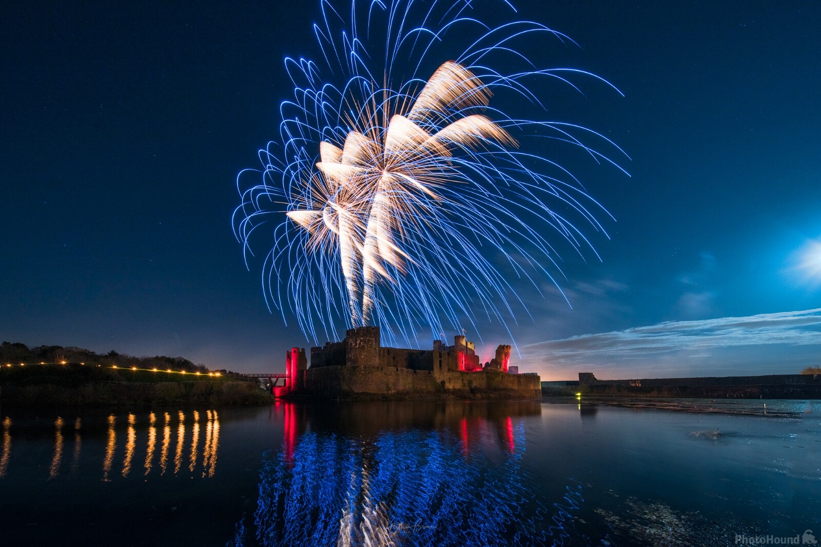 Image of Fireworks at Caerphilly Castle by Mathew Browne