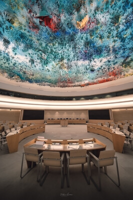 The Barcelo ceiling in the Human Rights and Alliance of Civilizations Room