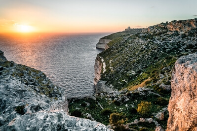 Sunset view at Dingli Cliffs on Malta's South-Western Coast