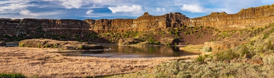 Stitched image of Dry Falls and Dry Falls Lake