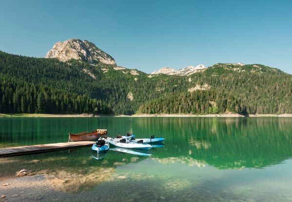 Kayak's on the shores of Crno Jezero