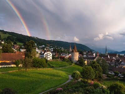 Rainbow over the city of Zug