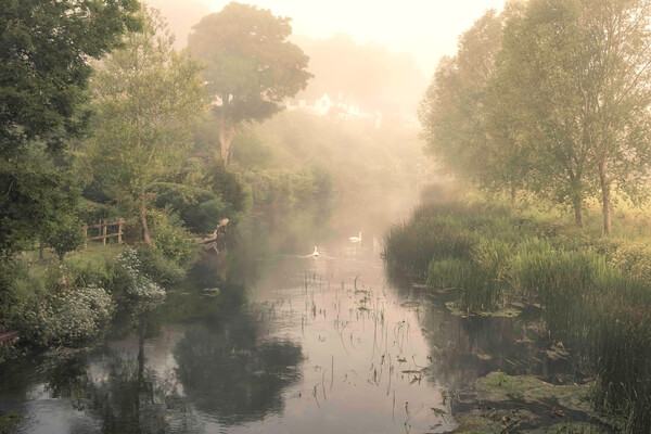Shot from Crawford Bridge at Spetisbury looking eastwards, as the mists swirls around the River Stour.