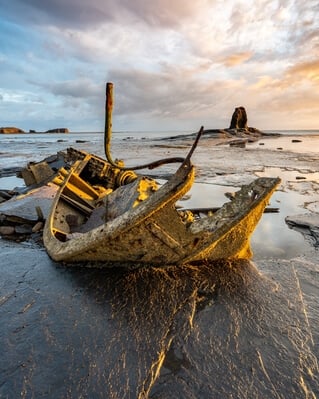 The wreck of Admiral Von Tromp, came aground in 1976 alas two of its crew perished. Only accessible when tide is relatively low and wellies strongly recommended.