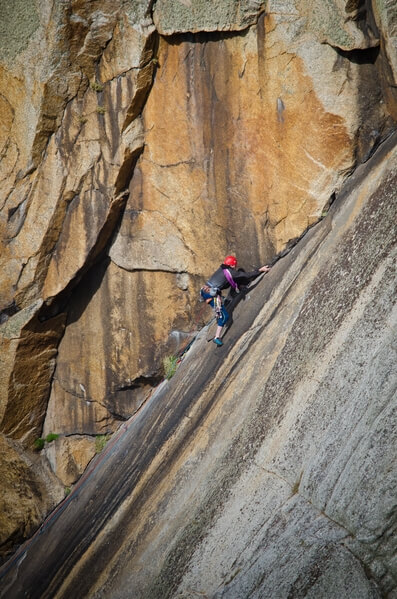 Climber on the route "Albion"