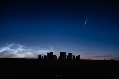 Comet NEOWISE and noctilucent clouds - looking north from A303