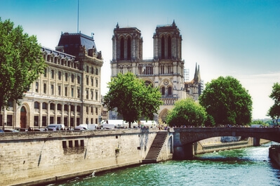 photos of Paris - Cathedral Notre Dame de Paris view from the Petit Pont on the Seine