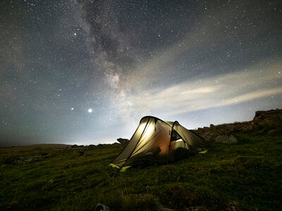 Milkyway over a backpack camping spot