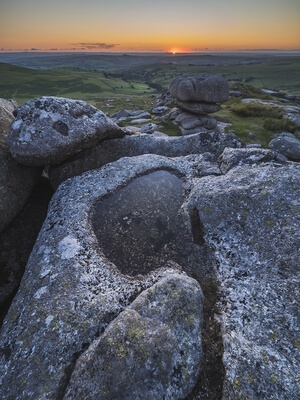 Logans Stone at sunset