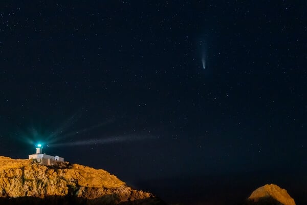 Neowise Comet over the Lighthouse