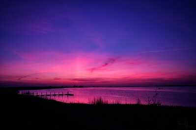 Sunset as to be seen at the Palendijk Eemdijk (Netherlands)