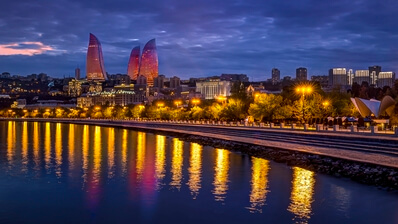 Azerbaijan images - Flame Towers - Waterfront Viewpoint