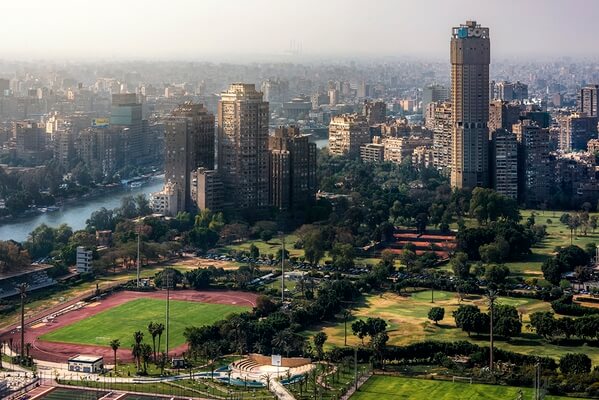 View from Above Nile Cairo city 
