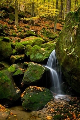Suchá Kamenice waterfall in autumn
