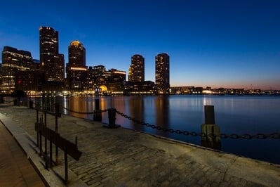 photo spots in Massachusetts - Boston Skyline from Fan Pier Park