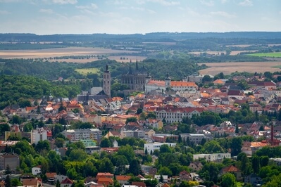 Kaňk lookout tower, telelens photograph of Kutná Hora town