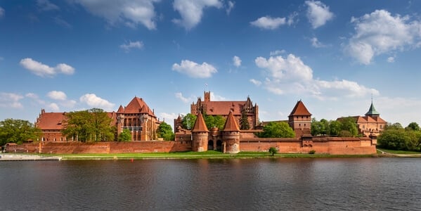 The best view of Malbork Castle for me is from accross the river Nogat. 