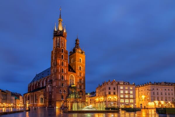 St Mary's Basilica at blue hour