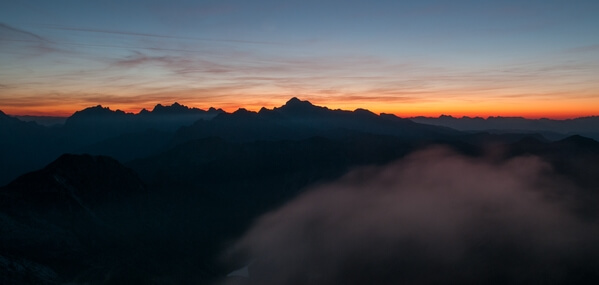 Mt Triglav silhouette before sunrise