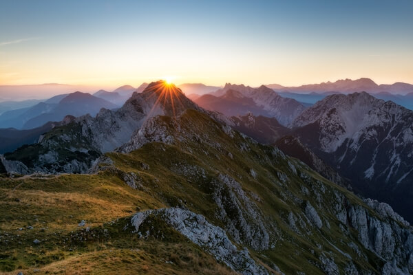 Sunrise behind Mt Vrtača