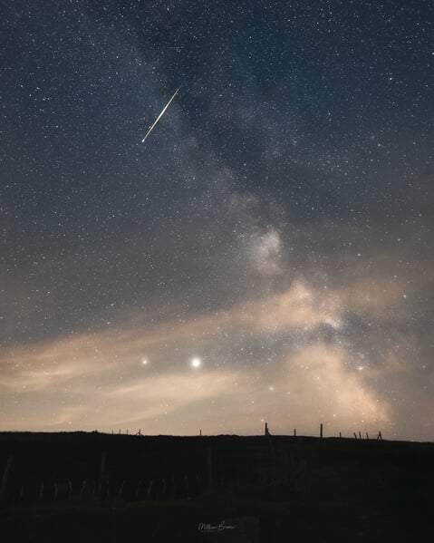 Milky Way and a meteor