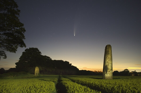 Comet Neowise over the Devils Arrows. Neowise was last here at around the same time the stones were erected, approx 2000BC. Taken at 2:00 am!
