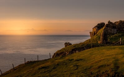 Looking across to Duntulm Castle at Sunset