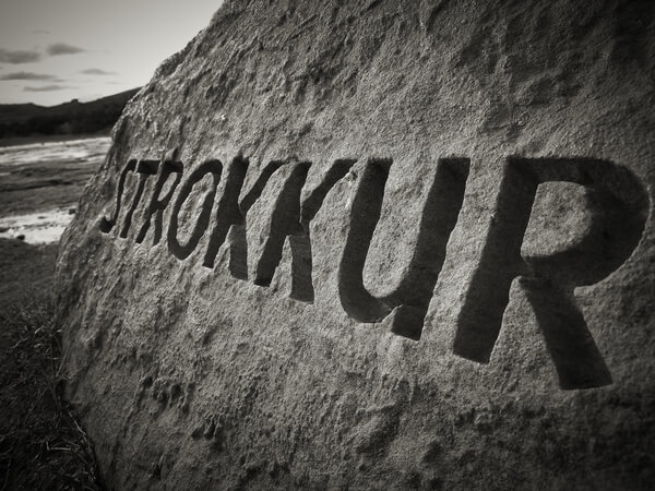 Stone sign for Strokkur