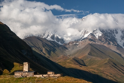 Image of Mt Shkhara and  Lamaria Monastery - Mt Shkhara and  Lamaria Monastery