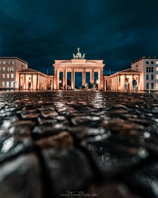 Rainy evening at Brandenburg Gate